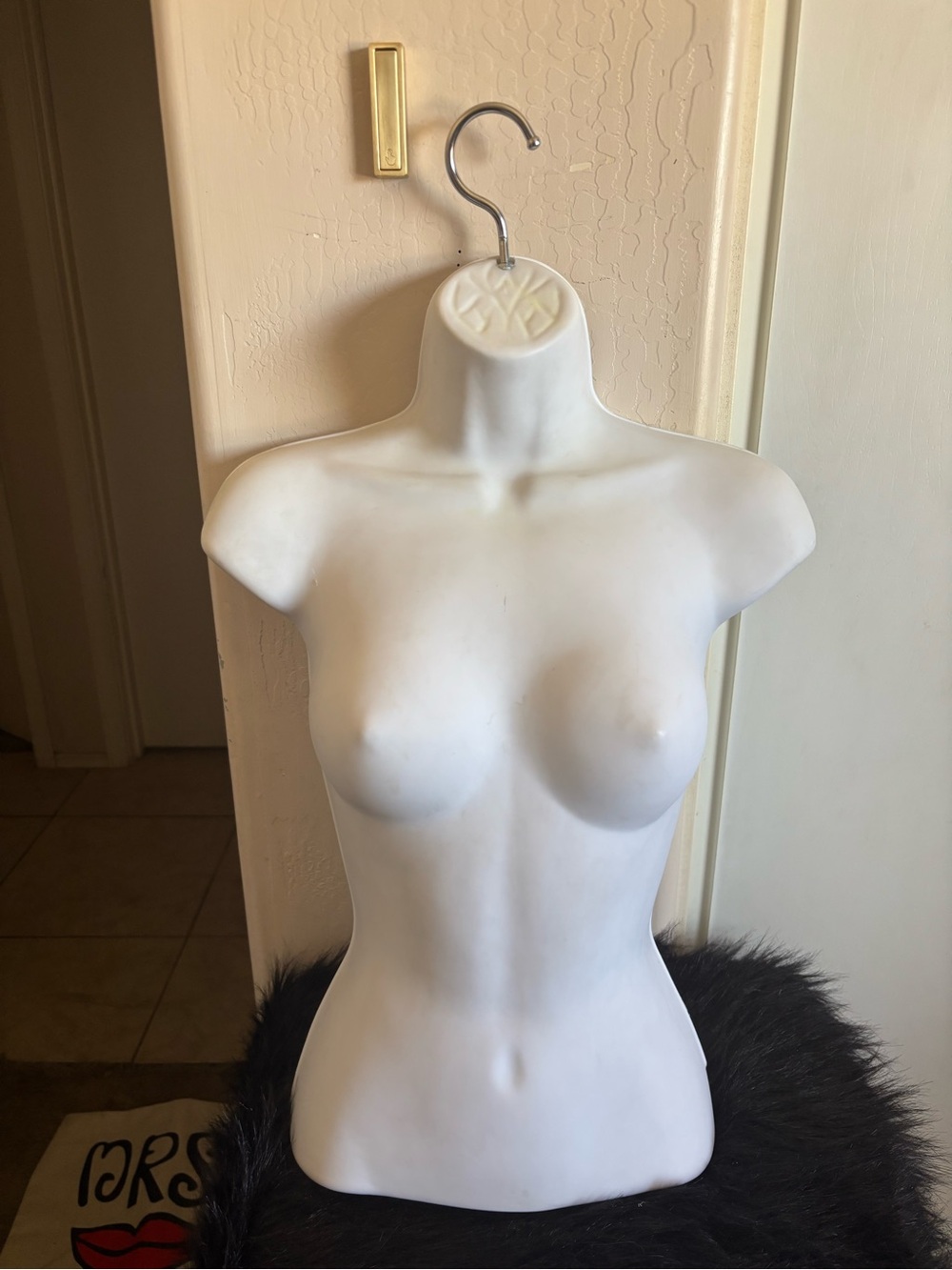 White Female Torso Display Mannequin with Hook. Has small crack at the bottom.